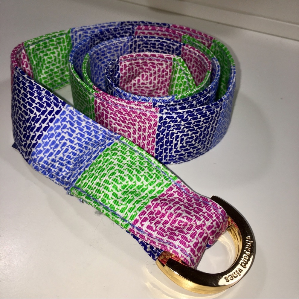 Vineyard Vines Silk Patchwork D-Ring Belt